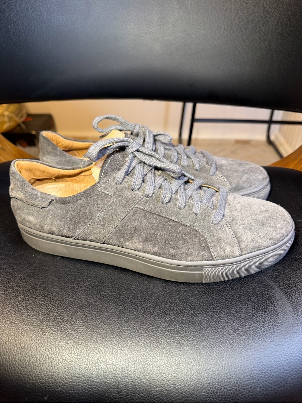 Trask Grey Suede Low-Top Athletic Sneaker